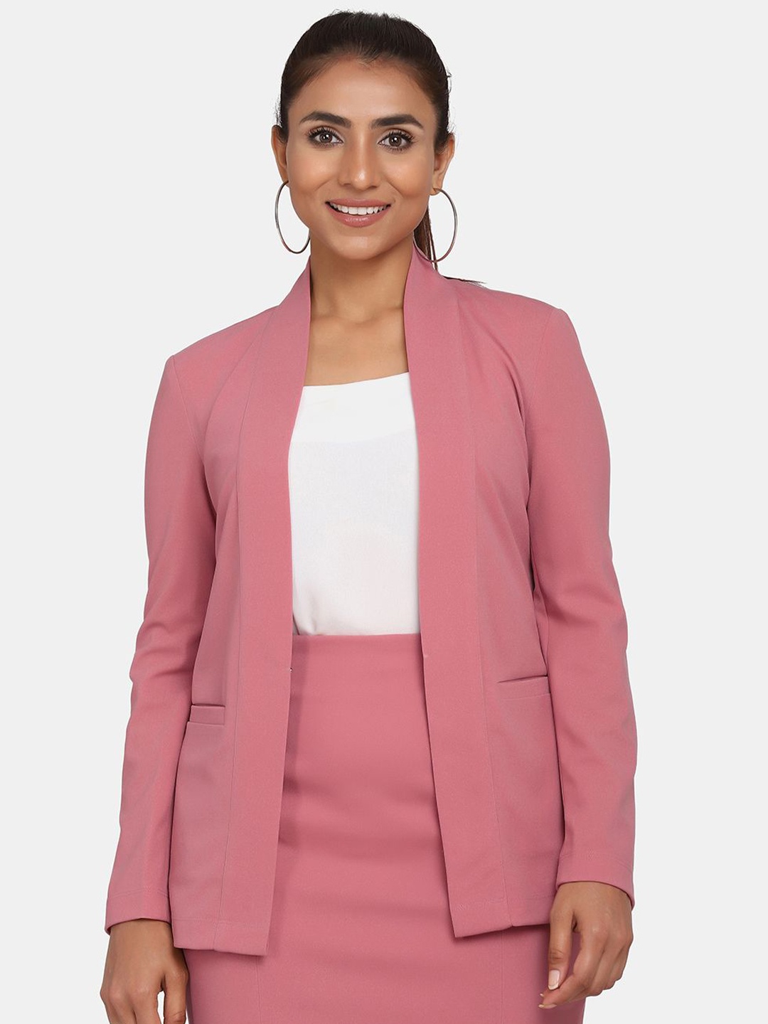 

PowerSutra Shawl Collar Stretch Formal Blazer, Pink