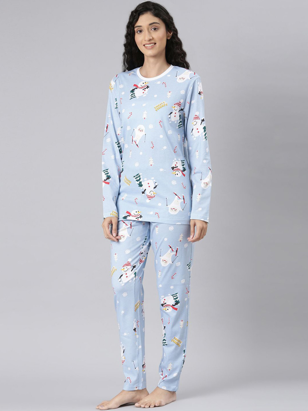 

Nap Chief Unisex Conversational Printed Pure Cotton Night Suit, Blue
