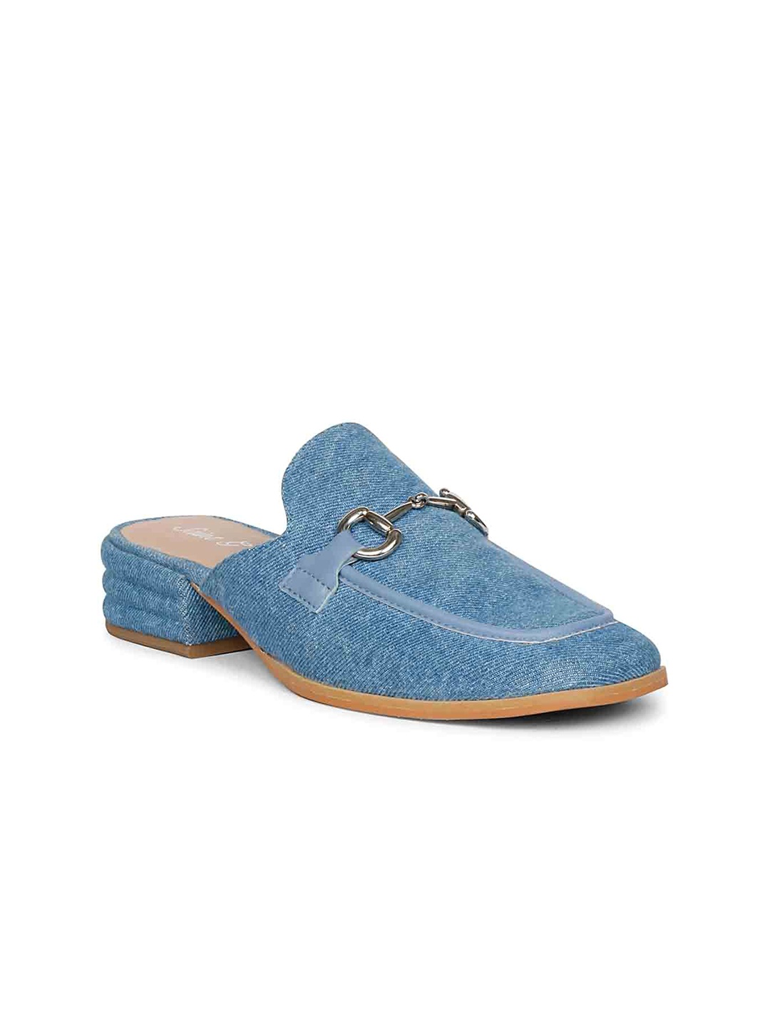 

Saint G Women Embellished Leather Block Mules, Blue