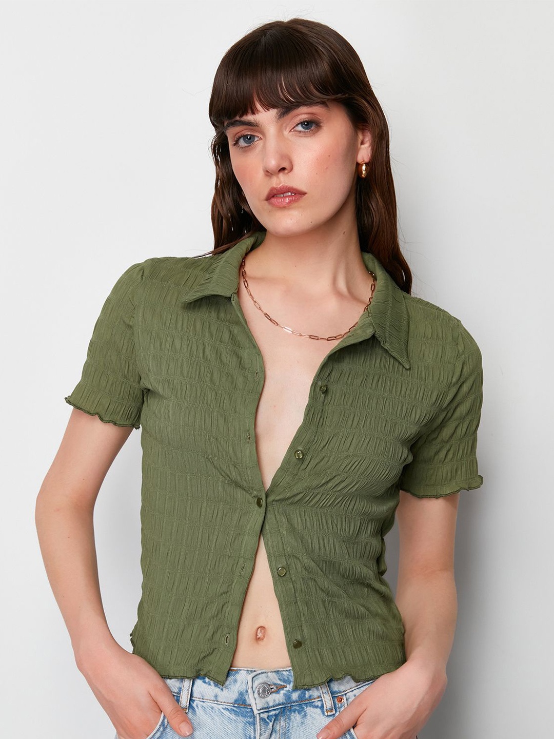 

Trendyol Striped Shirt Style Top, Na
