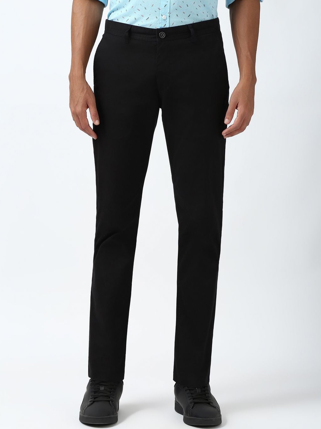 

Peter England Casuals Men Slim Fit Trousers, Black