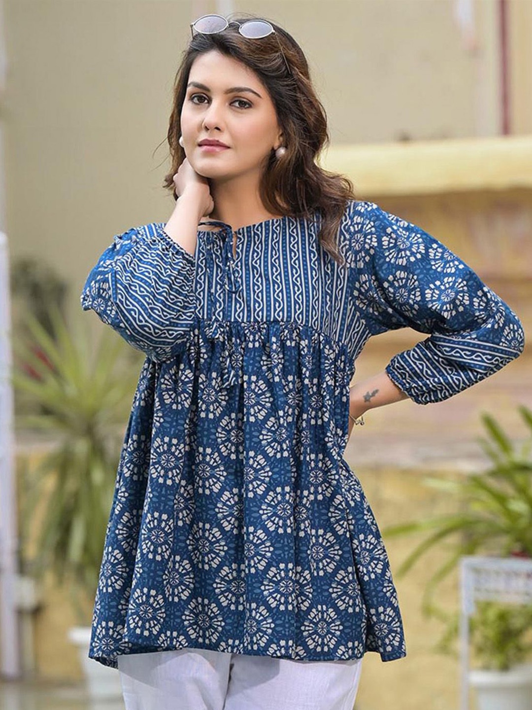 

ARAVALII Printed Tunic, Blue