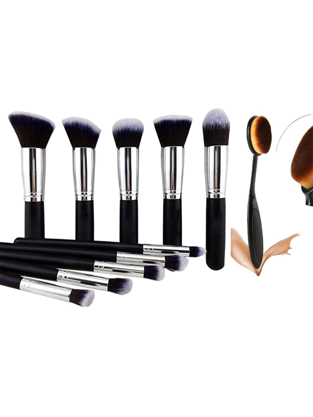 

zemglam Set Of 11 Makeup & Foundation Brushes, Silver