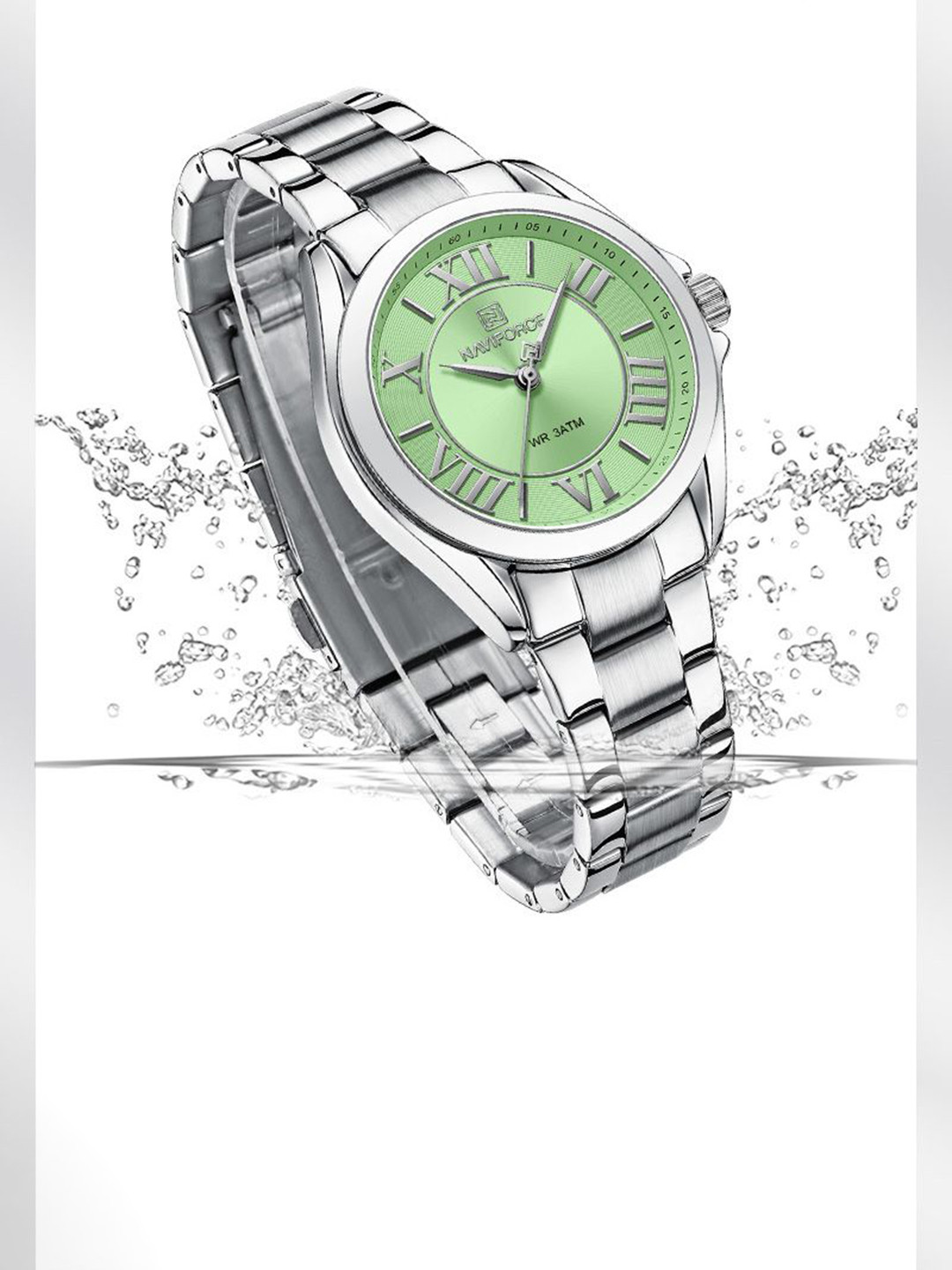 

Naviforce Women Brass Dial & Stainless Steel Straps Analogue Watch NF5037 SGN, Silver