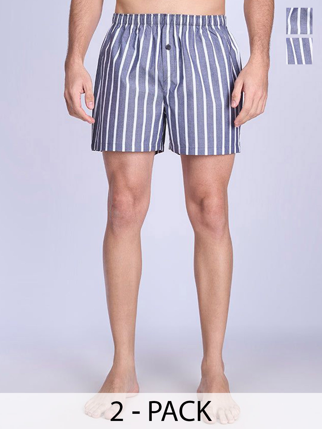 

Ramraj Pack Of 2 Cotton Striped Woven Boxers RAMSHORTS_WS21, White