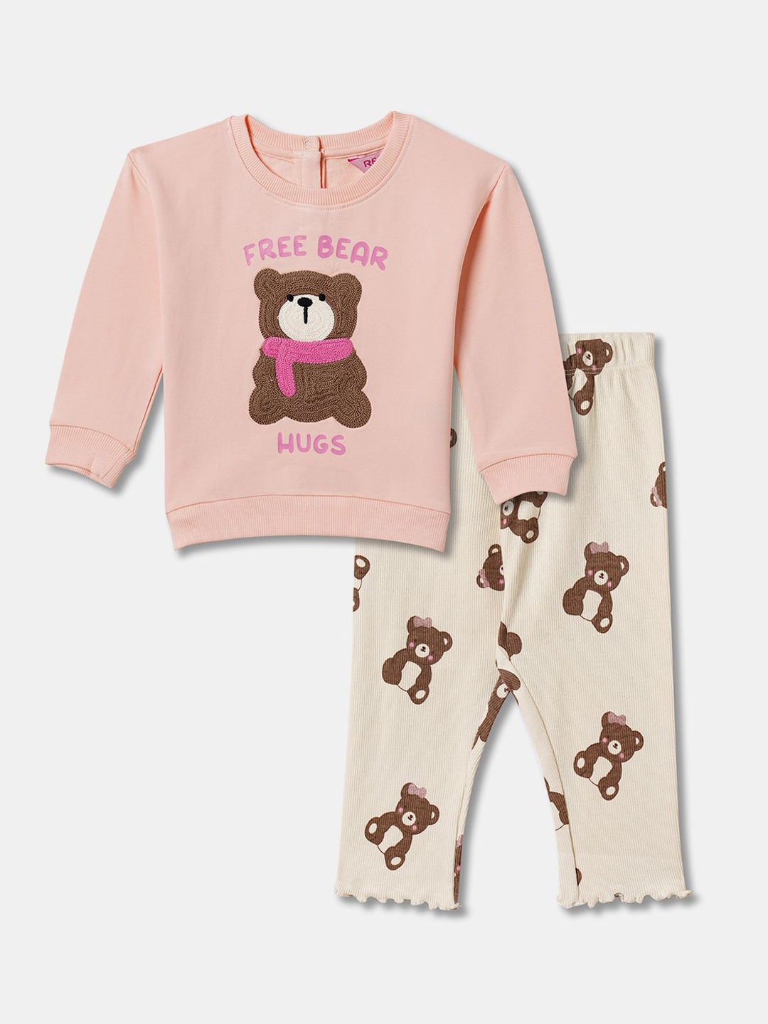 

R&B Girls Printed Top With Trouser, Pink