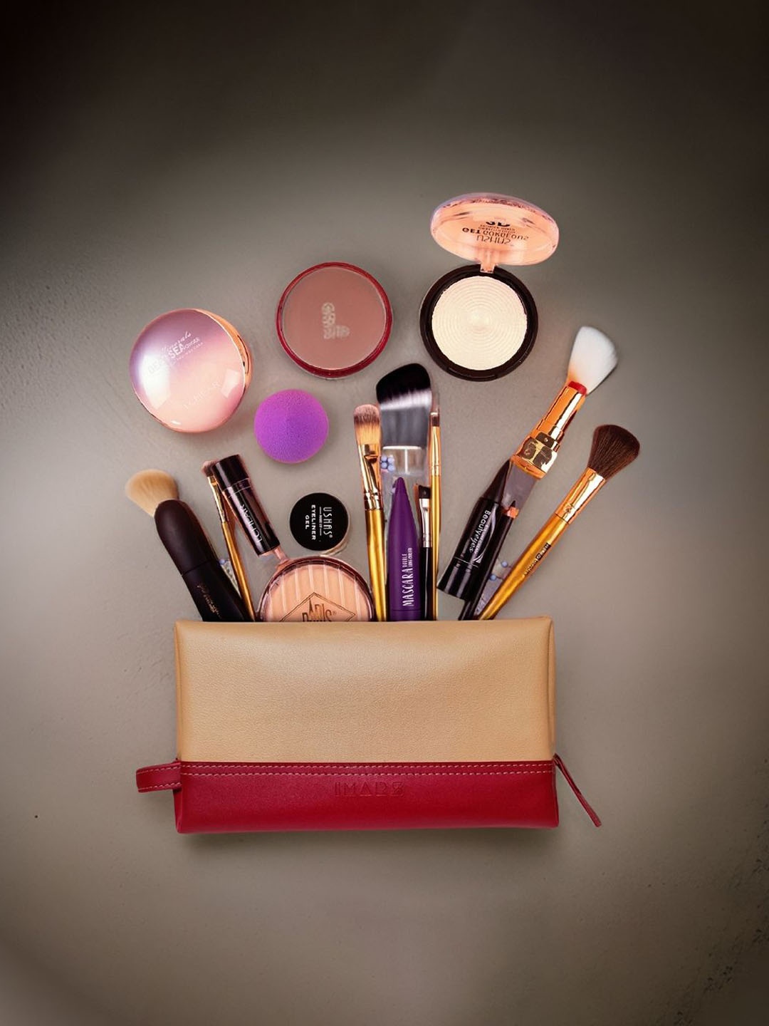 

IMARS Faux Leather Multipurpose Makeup Pouch, Beige