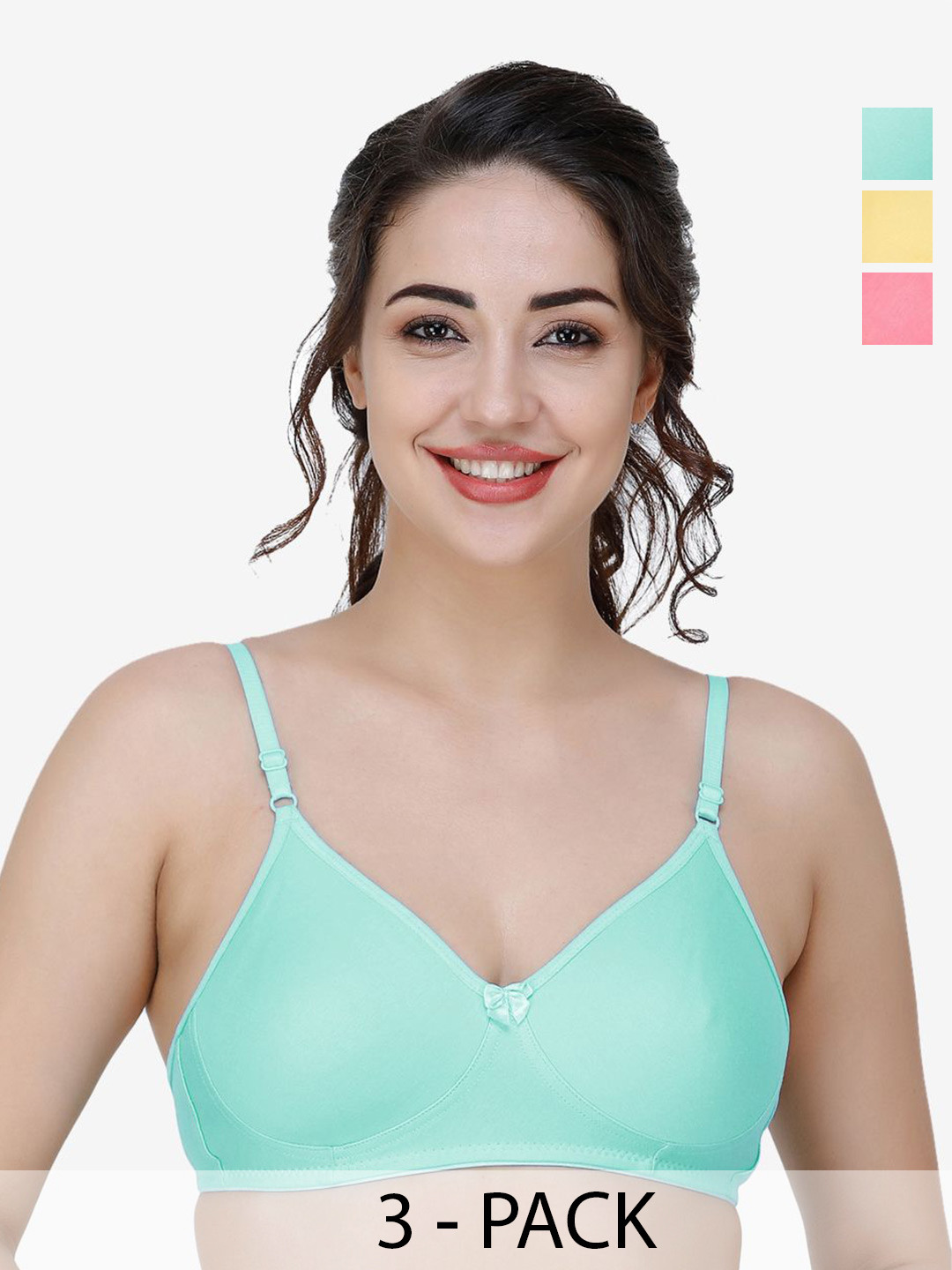 

Docare Women Pack Of 3 Full Coverage Non Padded T-shirt Bra, Red