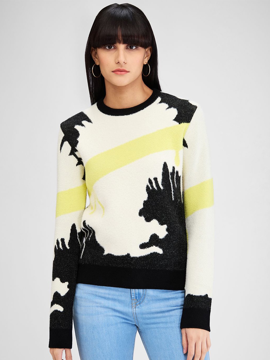 

SPYKAR Women Floral Printed Pullover, Yellow