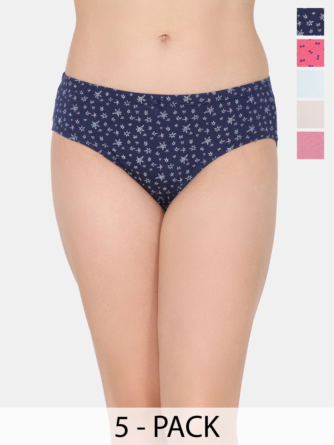 

Rosaline by Zivame Women Pack Of 5 Hipster Briefs, Navy blue