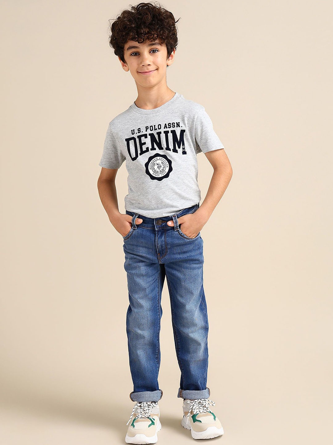 

U.S. Polo Assn. Kids Boys Classic Regular Fit Light Fade Jeans, Blue