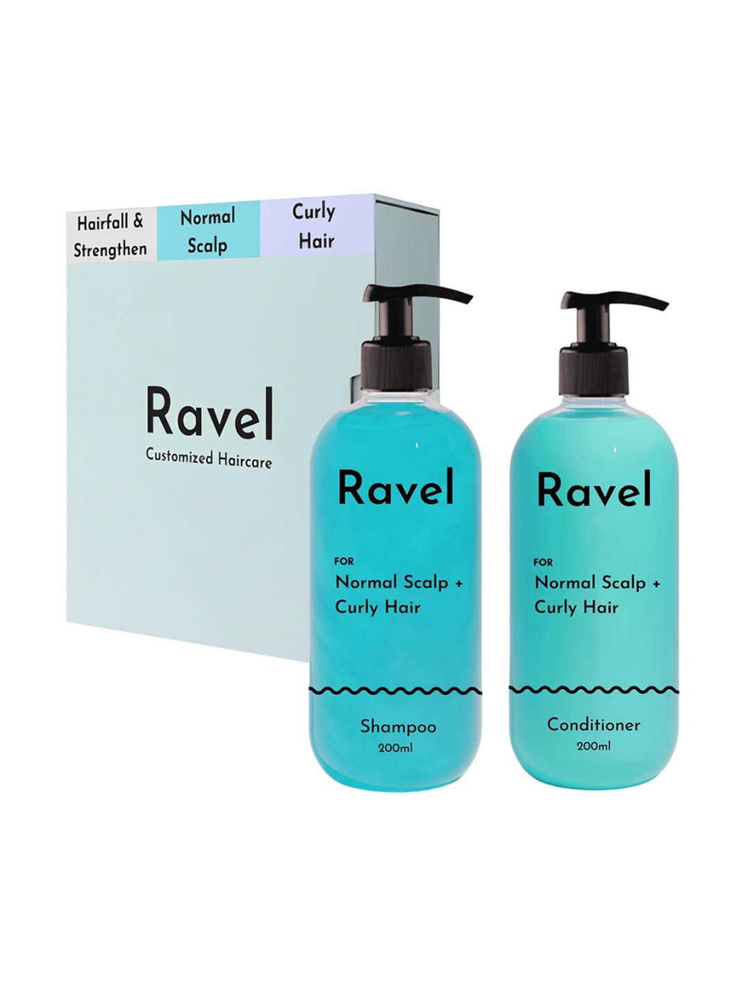 

Ravel Set of Shampoo & Conditioner for Normal Scalp & Curly Hair - 200ml Each, Turquoise blue