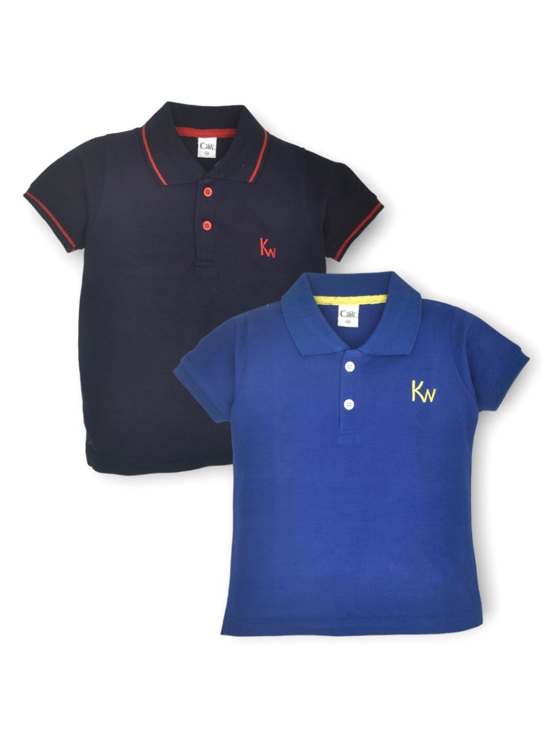 

BAESD Pack Of 2 Boys Solid Polo Collar Cotton T-shirts, Navy blue