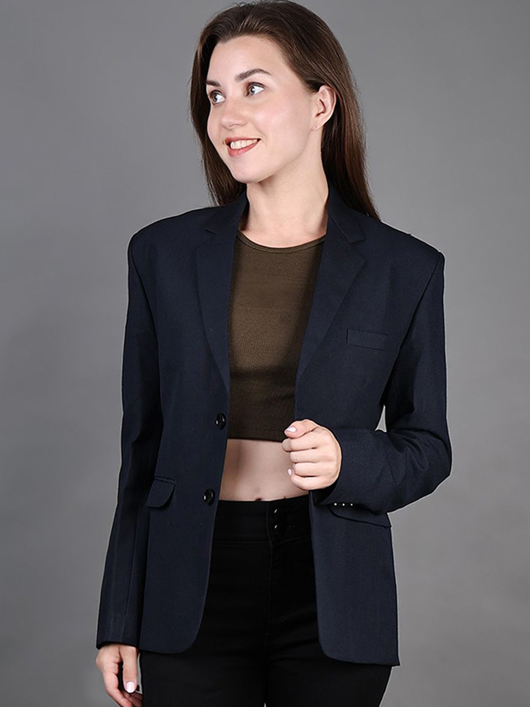 

DYWER Slim-Fit Single Breasted Formal Blazer, Navy blue