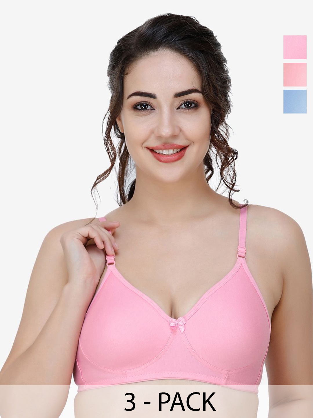 

Docare Pack Of 3 Full Coverage T-shirt Bra, Blue