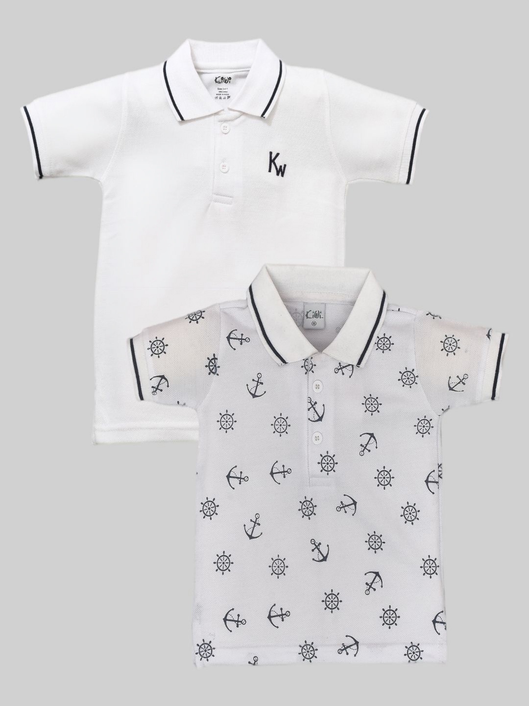 

BAESD Boys 2 Printed Polo Collar T-shirt, White