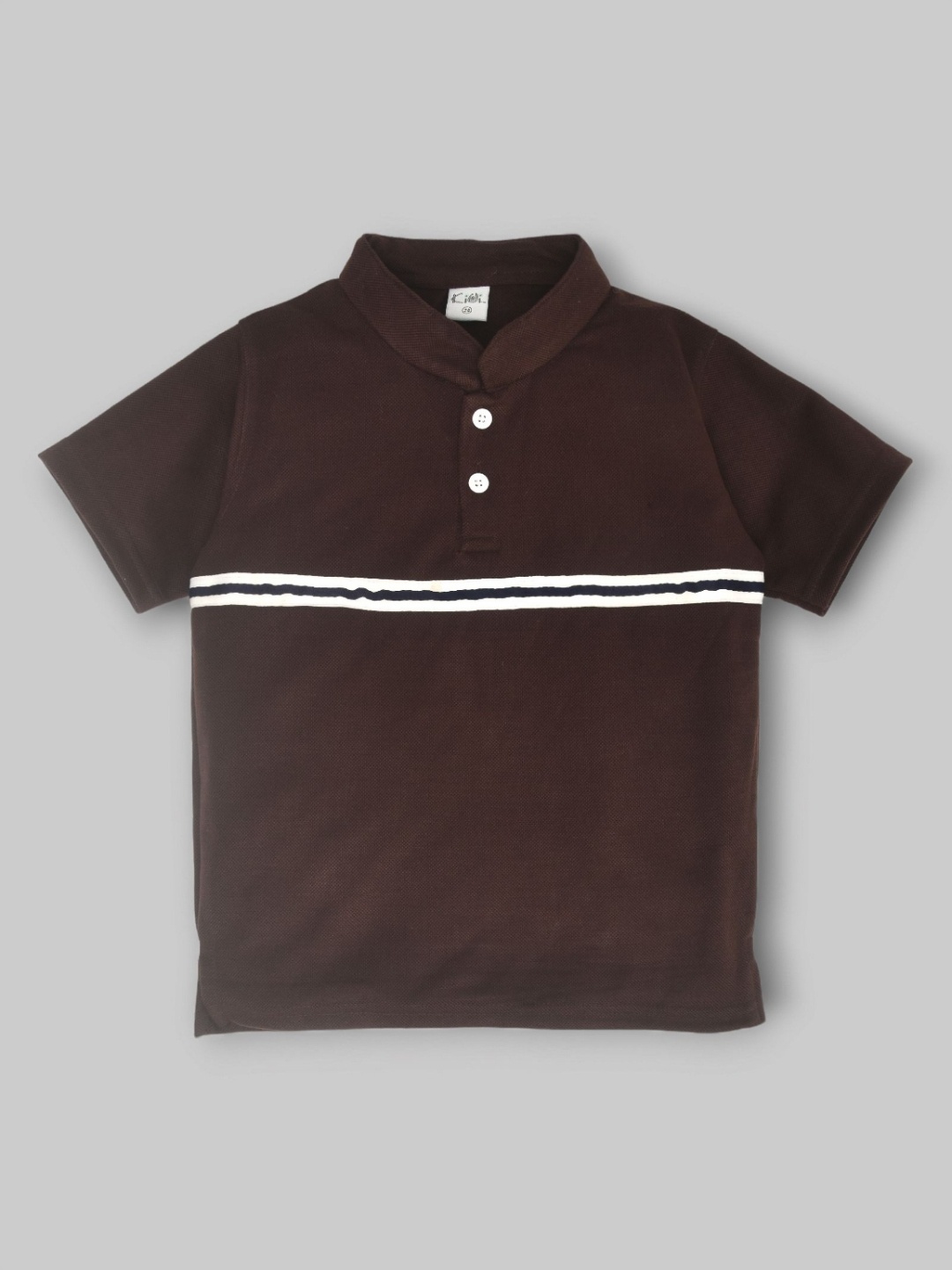 

BAESD Boys Solid Mandarin Collar Cotton T-shirt, Brown