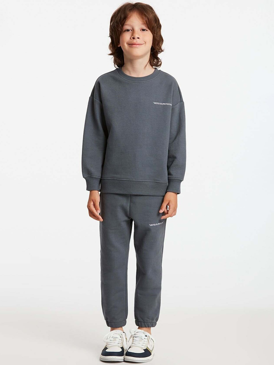 

GRIMELANGE Kids Pure Cotton Tracksuits, Grey melange