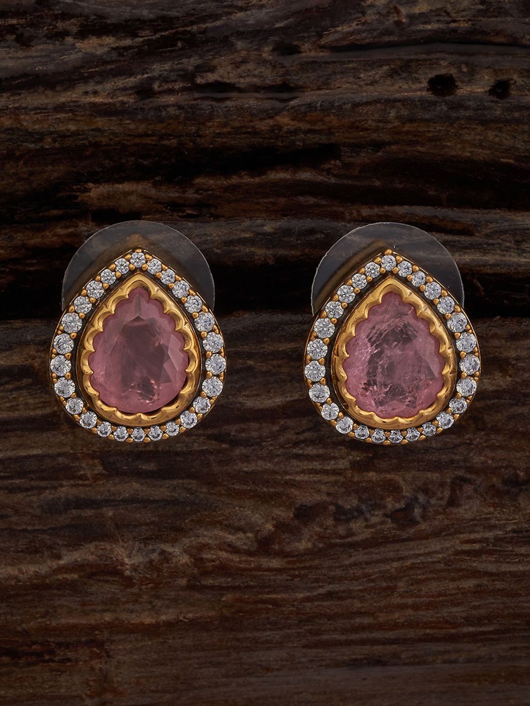 

Kushal's Fashion Jewellery Teardrop Shaped Kundan Studs, Pink