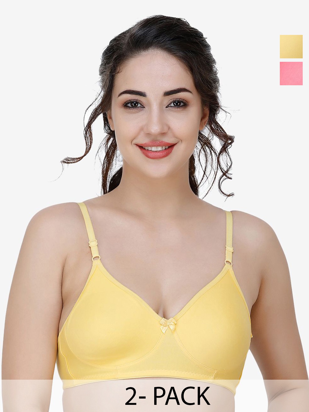 

Docare Women Pack of 2 Full Coverage T-shirt Non Padded Bra, Red