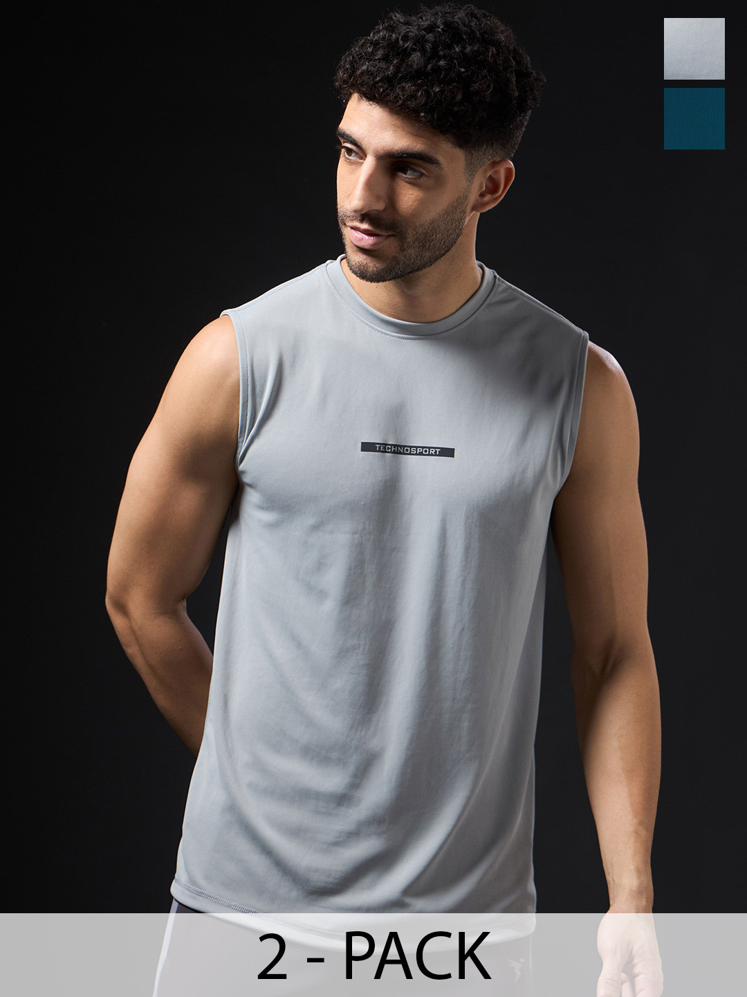 

Technosport Pack Of 2 Slim Fit Innerwear Vest, Teal