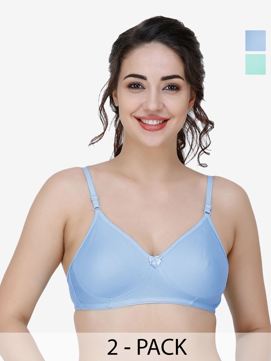 

Docare Women Pack Of 2 Full Coverage Non Padded T-shirt Bra, Green