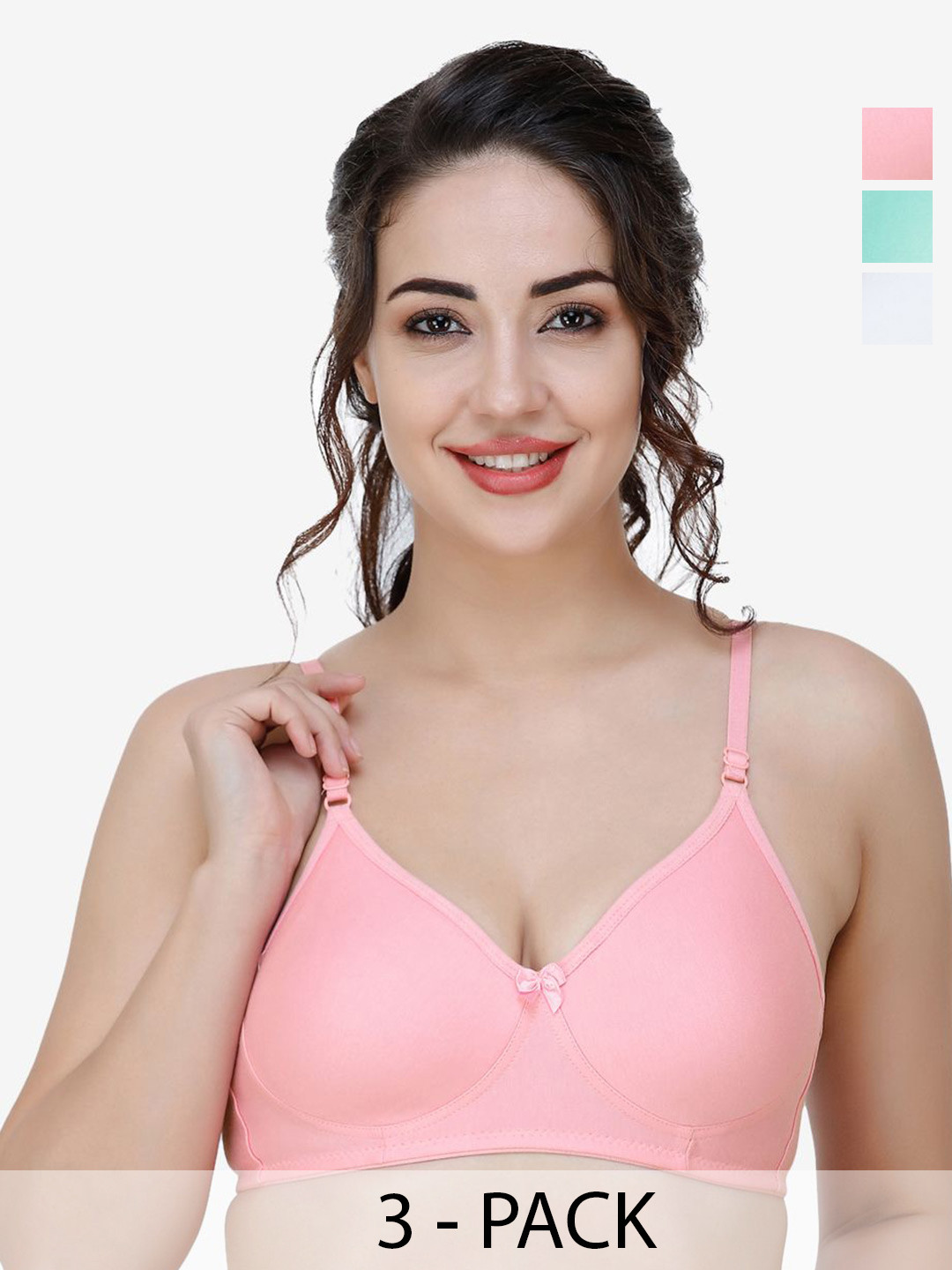 

Docare Women Pack of 3 Full Coverage T-shirt Non Padded Bra, White