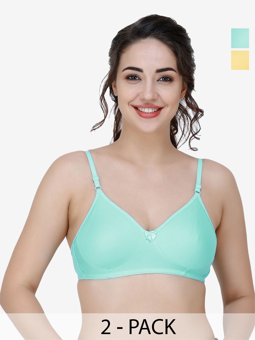 

Docare Women Pack Of 2 Medium Coverage Non Padded T-shirt Bra, Green