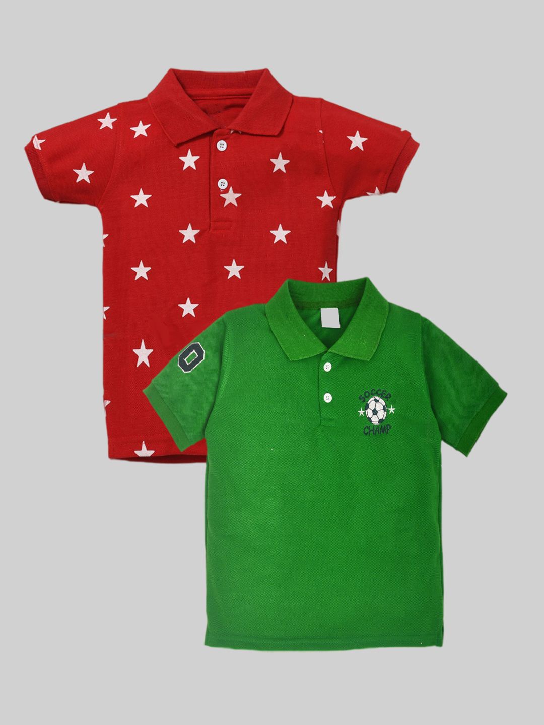 

BAESD Pack Of 2 Boys Conversational Printed Polo Collar Cotton T-shirts, Red