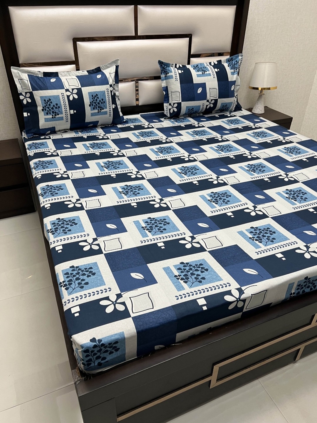

Pure Decor Passion Fur Blue & Black Floral 240 TC Queen Bedsheet with 2 Pillow Covers