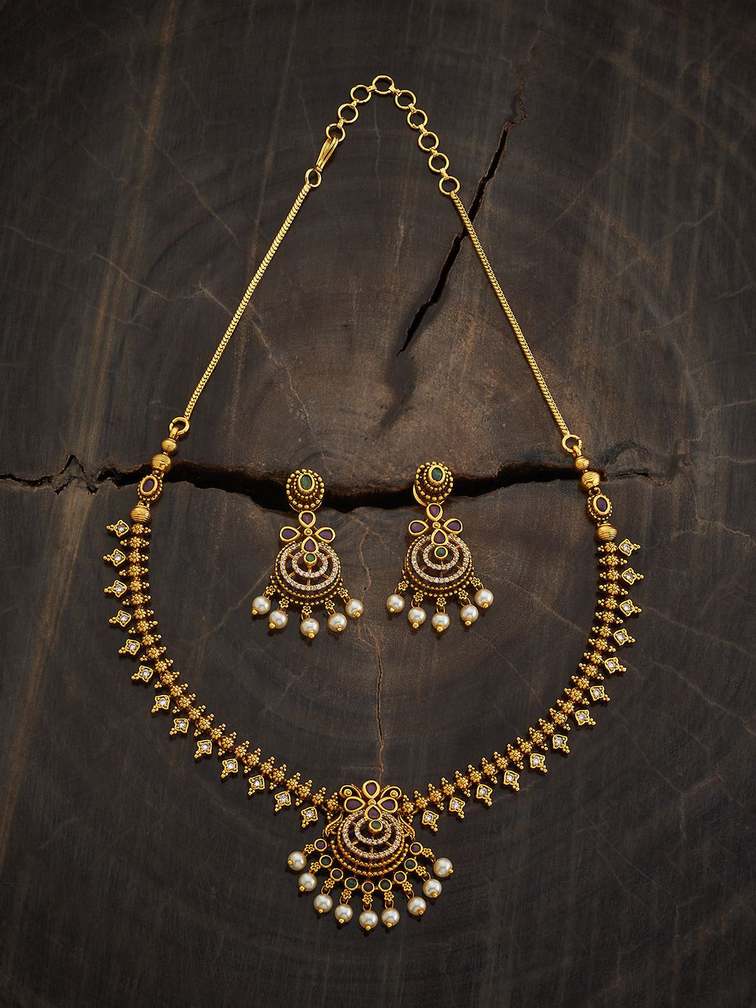 

Kushal's Fashion Jewellery Gold-Plated Stones & Beads Studded Jewellery Set