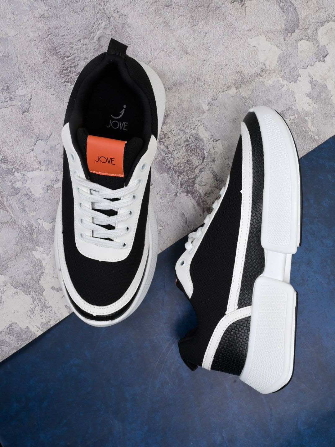 

Jove Women Textured PU Sneakers, Black