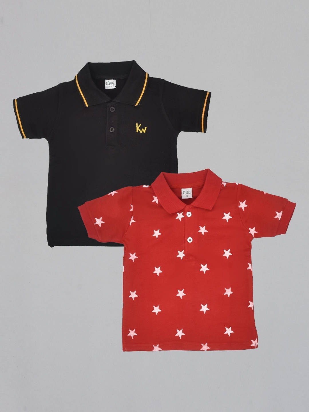 

BAESD Pack Of 2 Boys Conversational Printed Polo Collar Cotton T-shirts, Black