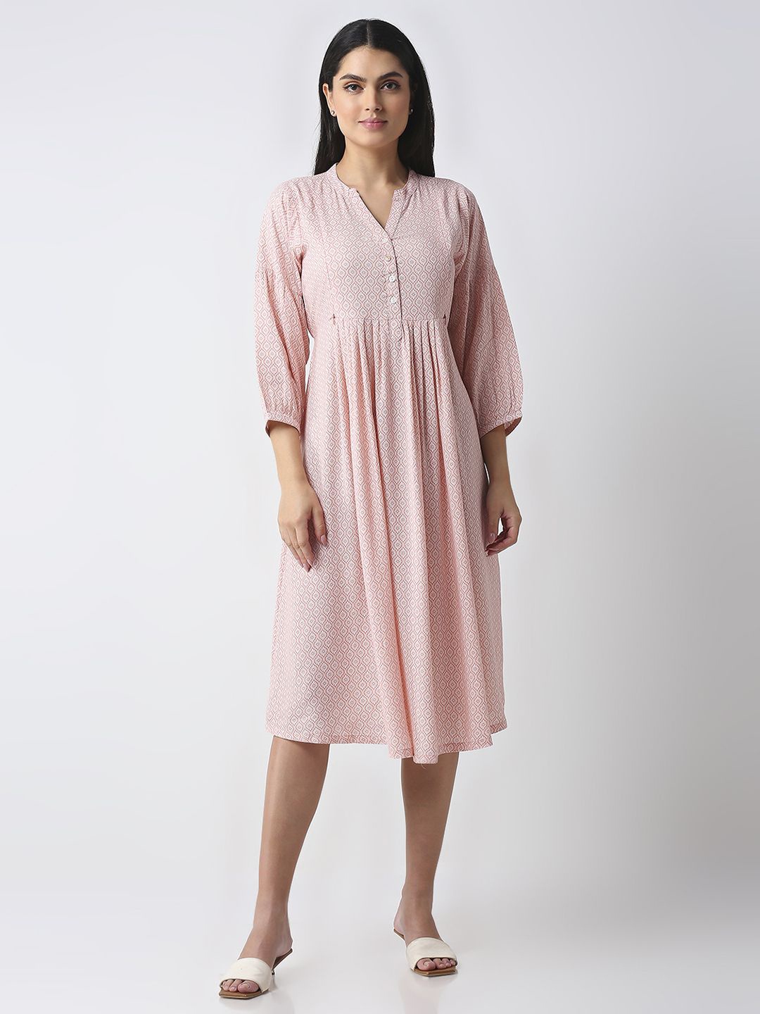 

MeeMee Print Maternity Fit & Flare Maxi Dress, Pink