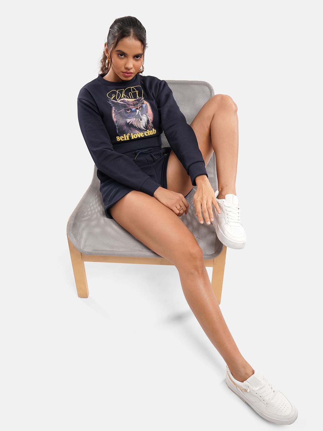 

Crazy Mosquitoes Women Printed Sweatshirt, Navy blue