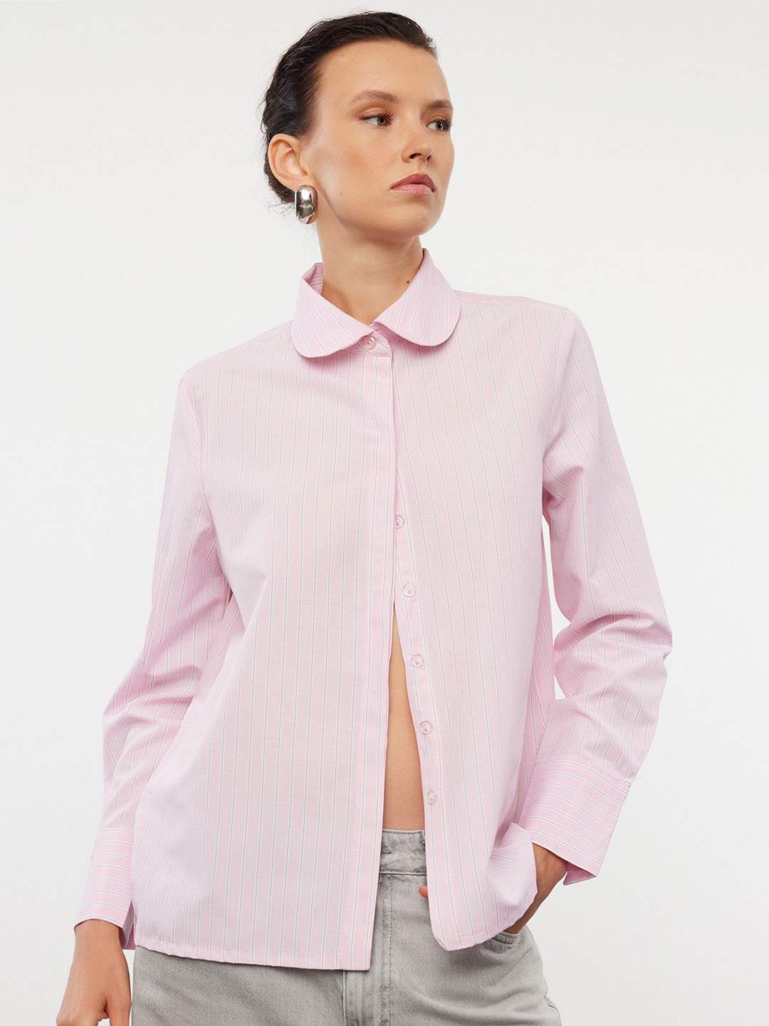 

Trendyol Women Opaque Striped Casual Shirt, Na
