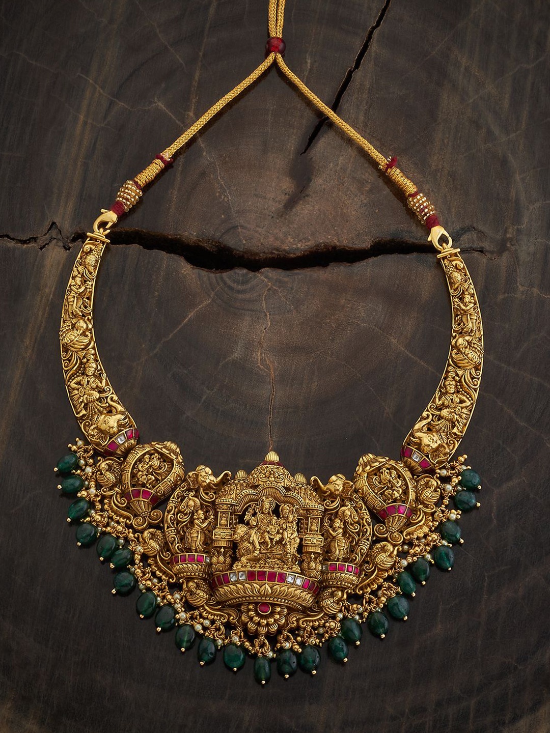 

Kushal's Fashion Jewellery Gold-Plated 92.5 Pure Silver Antique Necklace