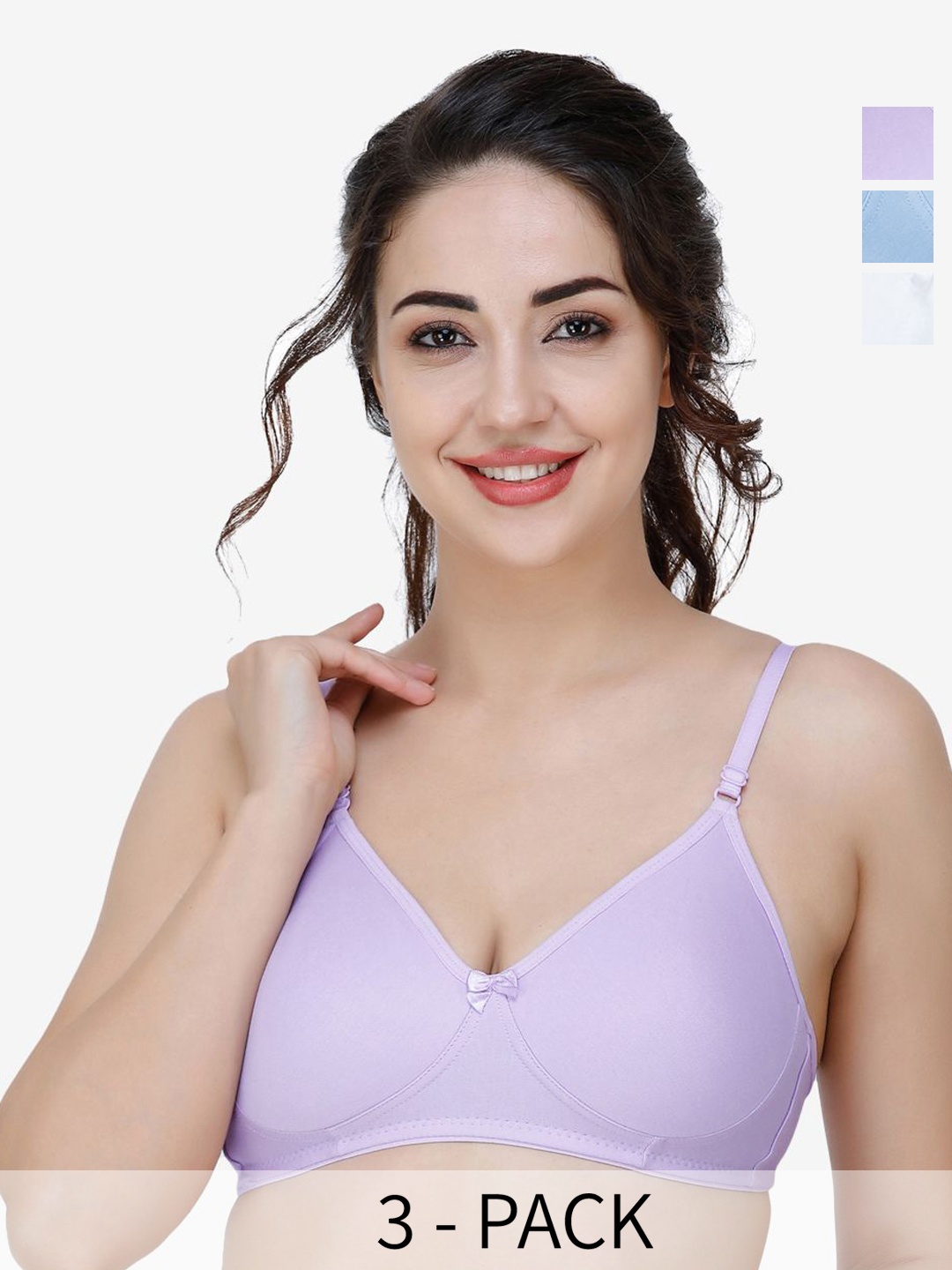 

Docare Women Pack of 3 Full Coverage T-shirt Non Padded Bra, Blue
