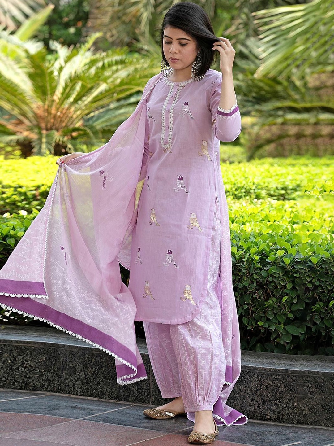 

Anni Designer Ethnic Motifs Printed Regular Straight Kurta with Salwar & Dupatta, Purple