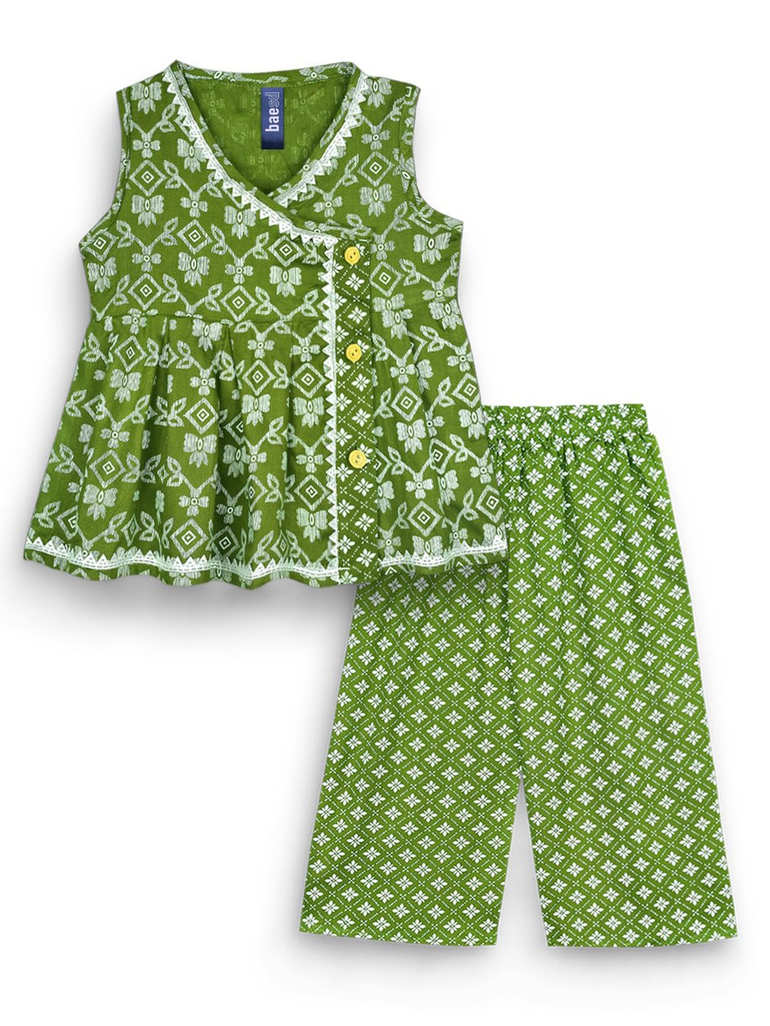 

BAESD Girls Printed Tunic With Trousers, Green