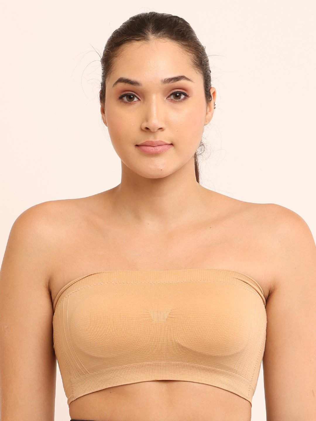 

Poftik Solid Bandeau Bra Medium Coverage, Beige