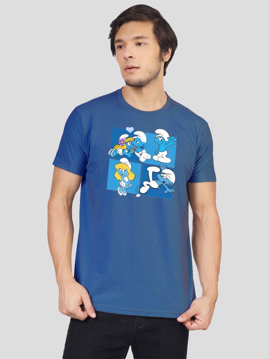 

Greylongg Men Graphic Printed Round Neck Cotton T-shirt, Blue
