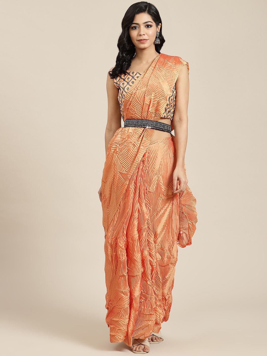 

KALINI Solid Ethnic Daily Saree, Orange