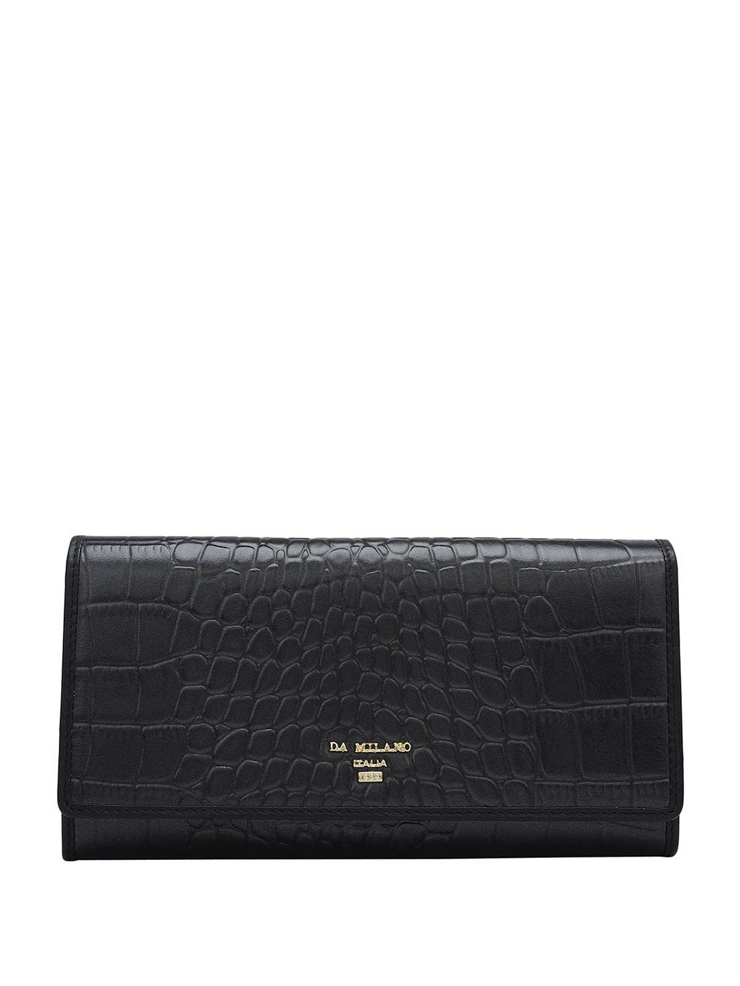 

Da Milano Women Textured Leather Envelope, Black