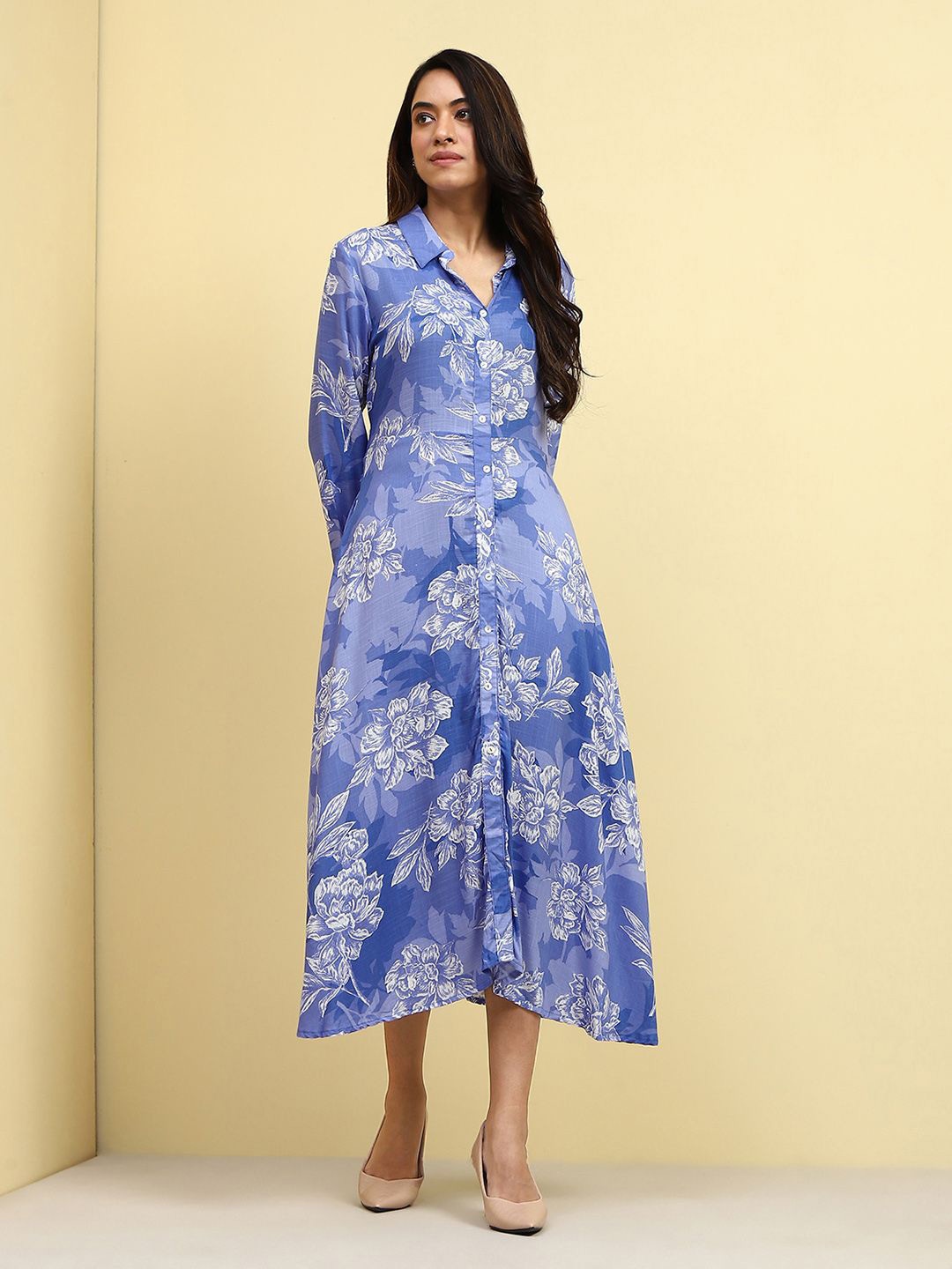 

Biba Tie and Dye Print Shirt Dress, Blue