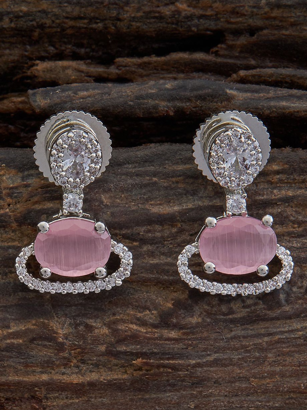 

Kushal's Fashion Jewellery Rhodium-Plated Classic Cubic Zirconia Drop Earrings, Pink