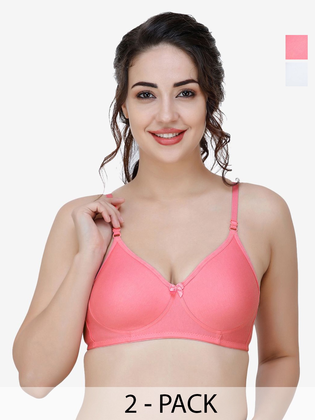 

Docare Women Pack of 2 Full Coverage T-shirt Non Padded Bra, Peach