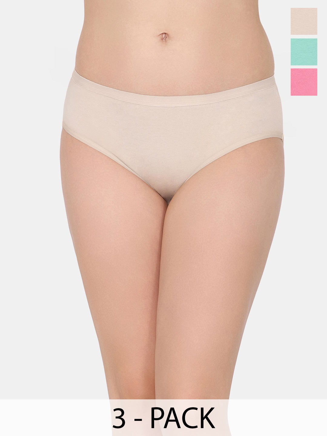 

Rosaline by Zivame Pack Of 3 Assorted Hipster Briefs, Beige
