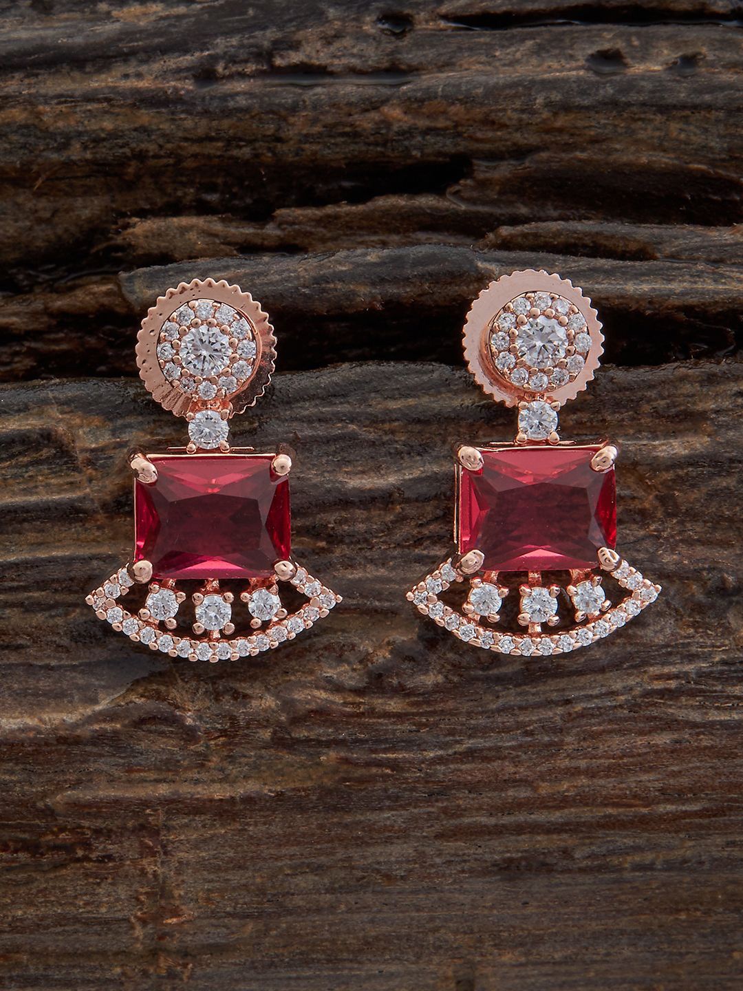 

Kushal's Fashion Jewellery Rose Gold-Plated Cubic Zirconia Studded Classic Drop Earrings