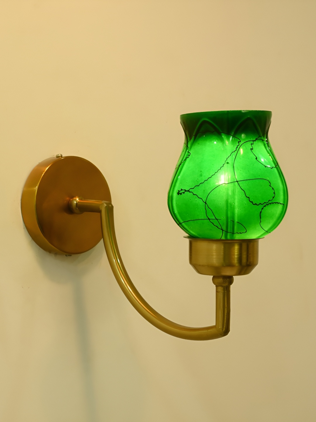 

Afast Green & Black Glass Abstract Contemporary Bell Shaped Wall Lamp